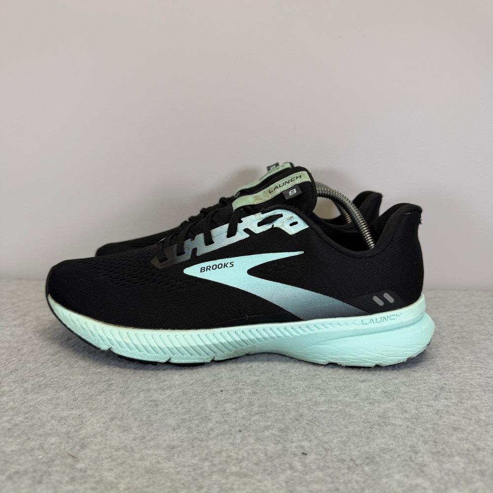 Brooks Launch 8 Women Shoes Size 8.5 Black Mint Blue Running Sneaker 1203451B096